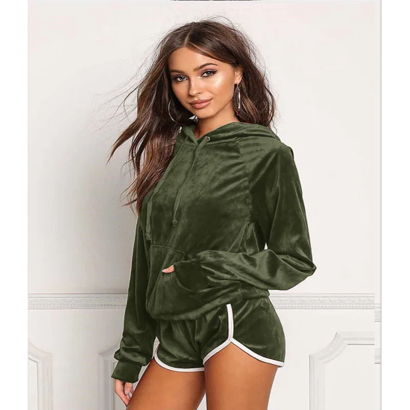 

Sweatshirt Autumn and Winter New Hooded Leisure Sports Suit Korean Velvet Women's Clothing