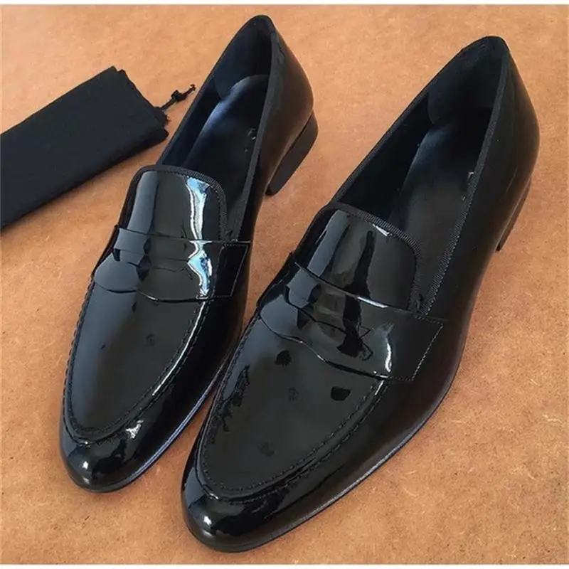 

New Men Shoes Handmade Black PU Classic Patent Leather Face Mask Set with One-step Fashion Business Casual Dress Loafers 6KF637