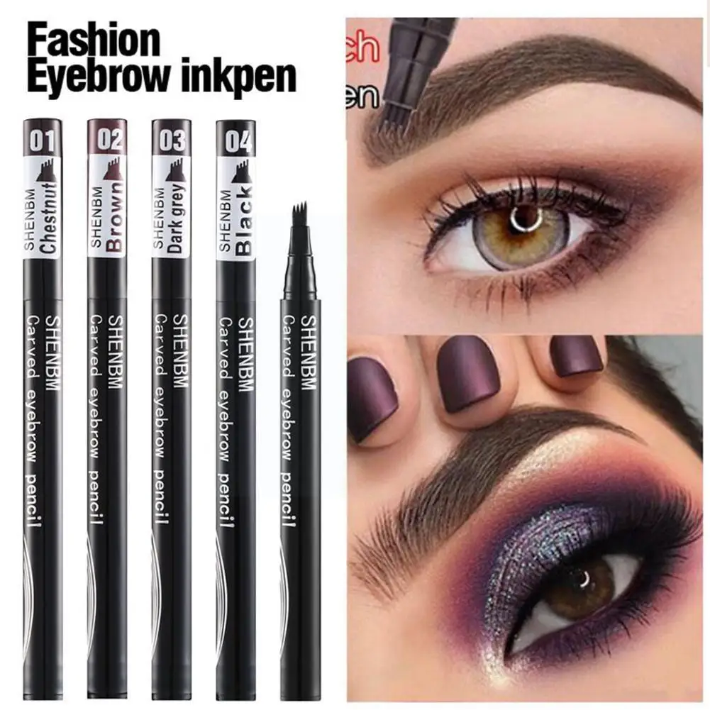 

4 Points Eyebrow Pencil Waterproof Sweat-Proof Non-Fading Tattoo Eyebrow Black Eyebrow Pen Pencil Pencil Brown Liquid Eyebr X3P3