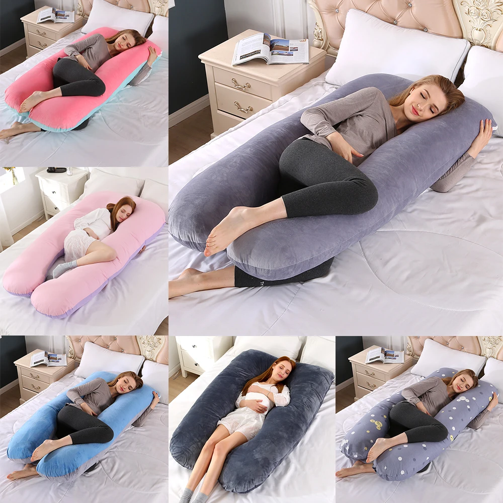 Upgraded Pregnancy Pillow Full Filling Cotton Pregnant Pillow Cushion Long U Shape Maternity Plillow For Pregnant Women Sleeping
