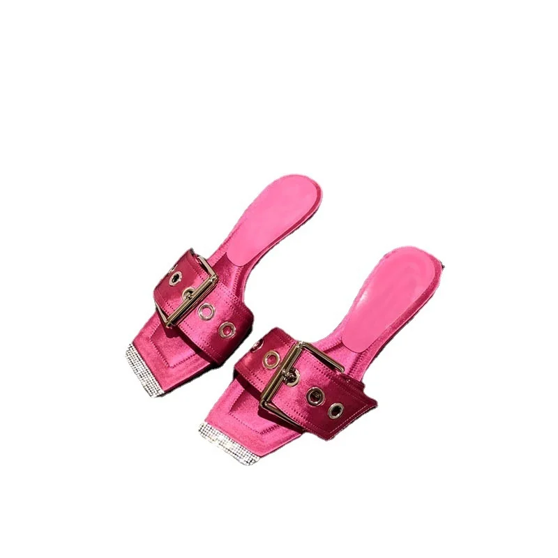 

New summer aw sandals diamond half bracket square fashion high heels
