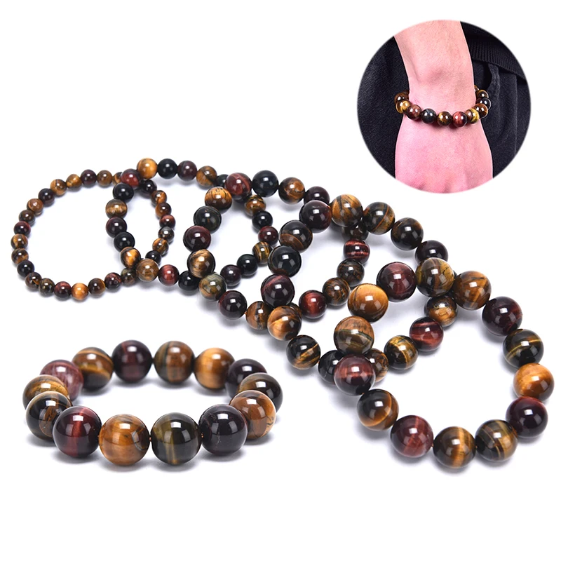 Круглые бусины ручной работы эластичные браслеты тигровый глаз натуральный