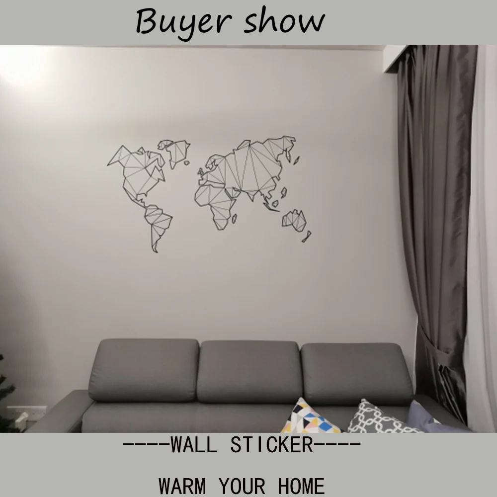 Искусство карта мира геометрические виниловые наклейки на стену для Гостиная