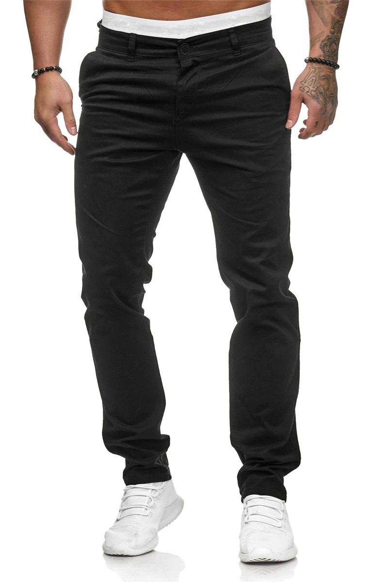 

Men's Japanese and Korean style slim casual pants summer new solid color
