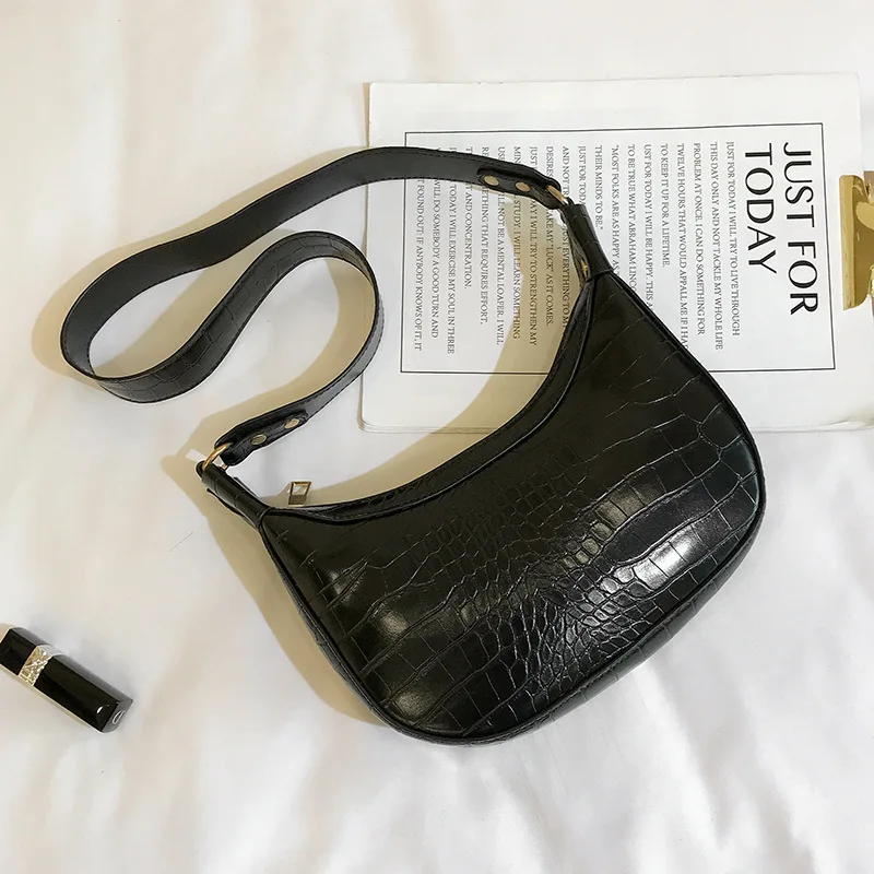

Retro Crocodile Pattern Crossbody Bags For Women 2021 Luxury Hobo Bags Women Bags Designer Saddle Bags Lady Purses And Handbags