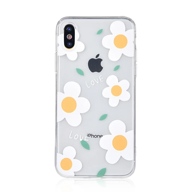 Прозрачный милый белый цветочный чехол для телефона Apple iPhone X XR XS Max 8 7 6 s Plus 7plus 8plus 10