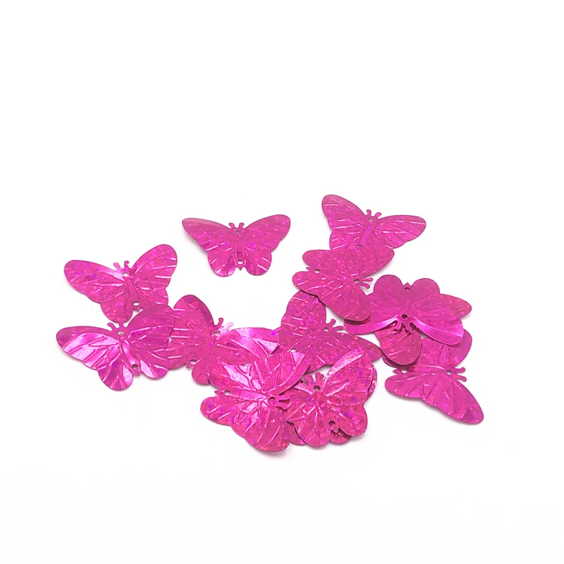 

30Pcs/Bag 22*30mm Butterfly Sequins Laser Fuschia Color PVC Paillettes Sewing Wedding Craft DIY Garment Lentejuelas Accessories