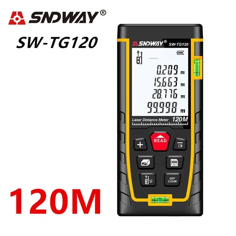 

SNDWAY Laser Distance Meter 50M 70M 100M 120M Tape Range Finder Rangefinder For Build Measure Device Ruler Test Tool SW-TG70