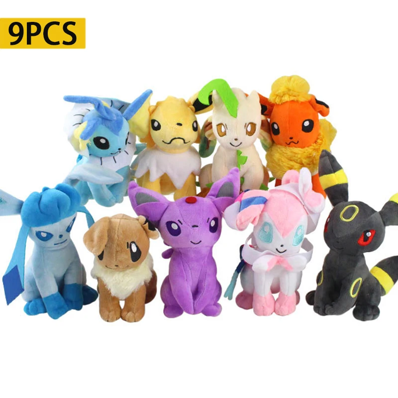 

9pcs Pokemon Plush Dolls Toy Kawaii Glaceon Leafeon Umbreon Espeon Jolteon Vaporeon Flareon Eevee Sylveon Kids Toys Gift