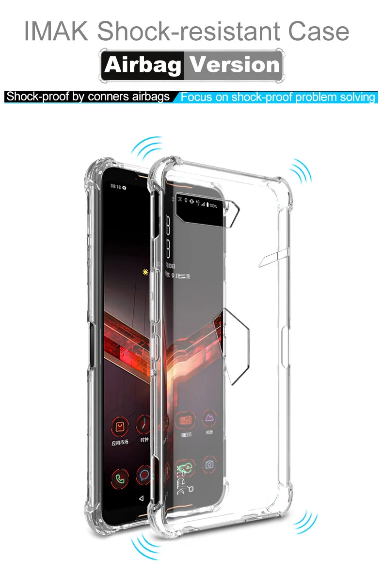 IMAK Чехол с &quotвоздушной подушкой&quot для Asus ROG Phone2 II ZS660KL Ударопрочный Мягкий ТПУ