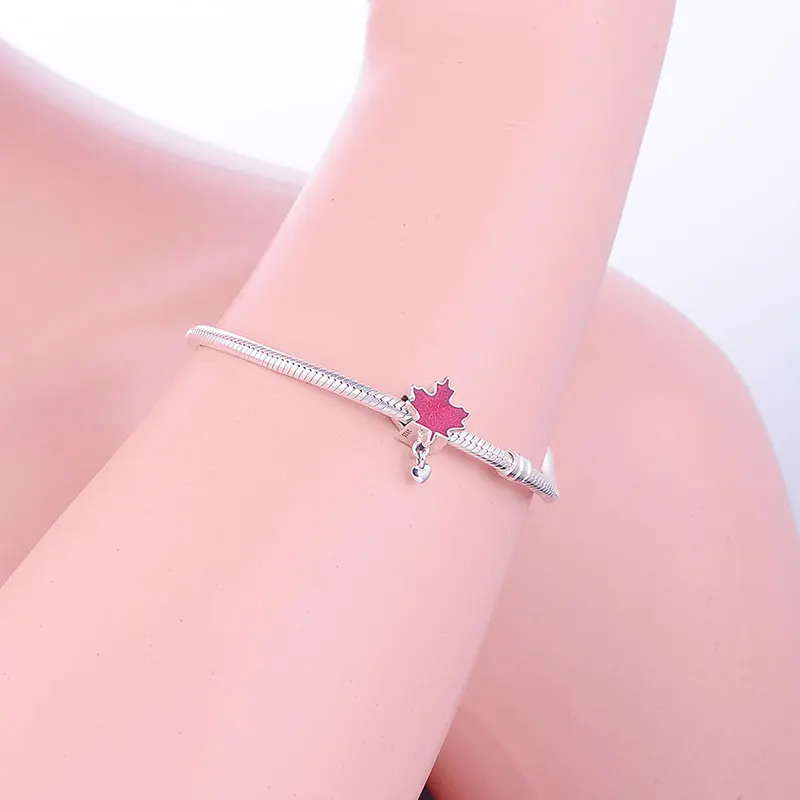 Канада Кленовый лист флаг подходит оригинальный ПАН браслет 925 пробы Серебряный