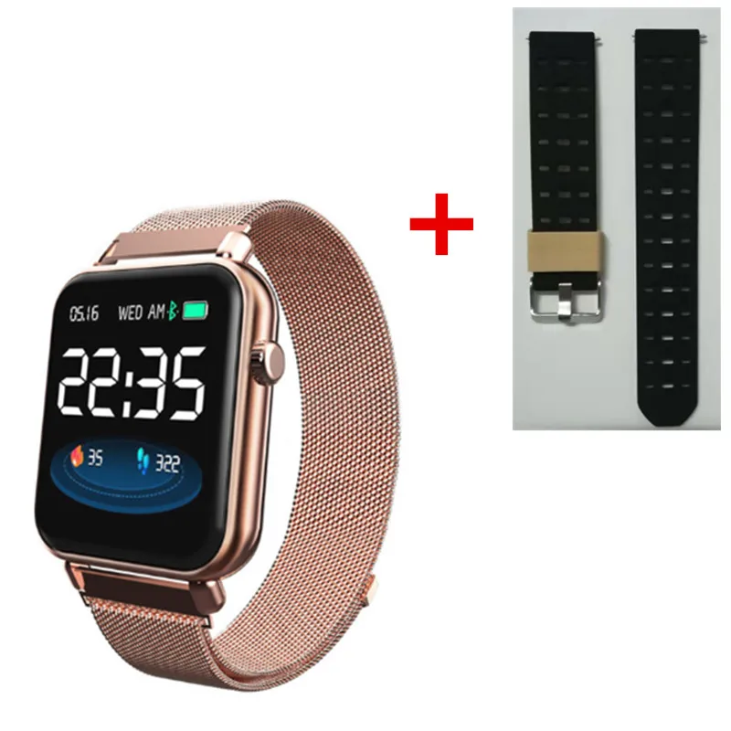 Y6 Pro smart watch обувь для мужчин и женщин смарт-браслет сердечного ритма и приборы для измерения артериального давления мониторинга фитнес трекер IOS Android Смарт-часы - Цвет: Gold and Strap
