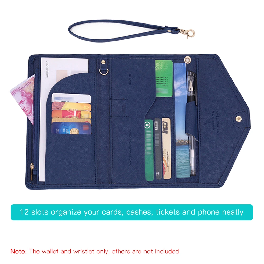

Outdoor Multi Card Organizer Wallet RFID Blocking Travel Passport Holder Folding Handbag Women's Slim Wristlet