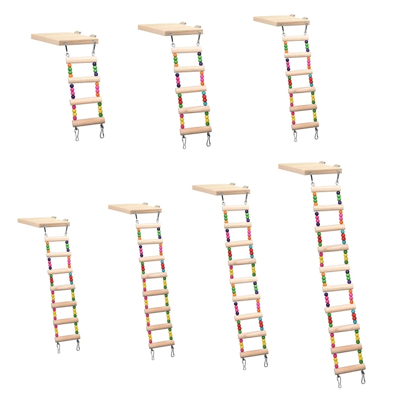

Wooden Parrot Hamster Climbing Ladder Swing Play Toys Set Birds Hanging Bridge Exercise Perch Stand Platform Cage for Rat R7RC