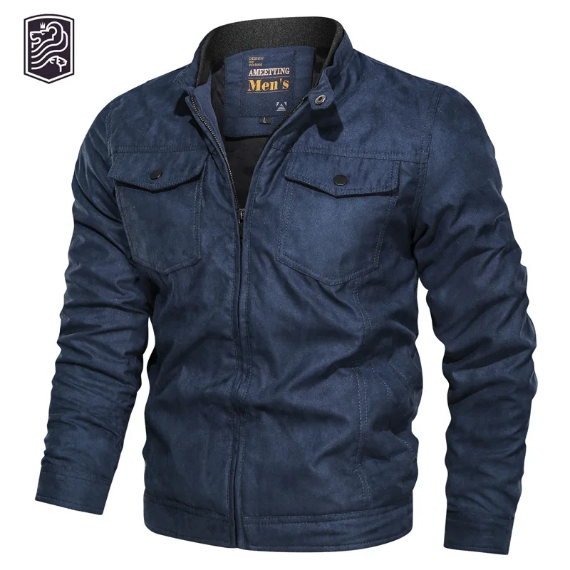 Мужская замшевая кожаная куртка модная облегающая Байкерская мотоциклетная на