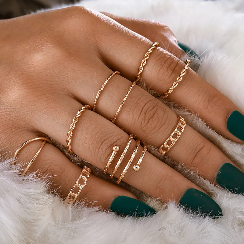 

Bohemian Gold Color Rings For Women Vintage Boho Knuckle Ring Set 2021 Female Charms Star Geometric Jewelry Wedding Accessories