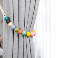 colorful macaron wood beads curtain tiebacks curtain clips rope straps holdbacks curtain holder accessory for home decoration
