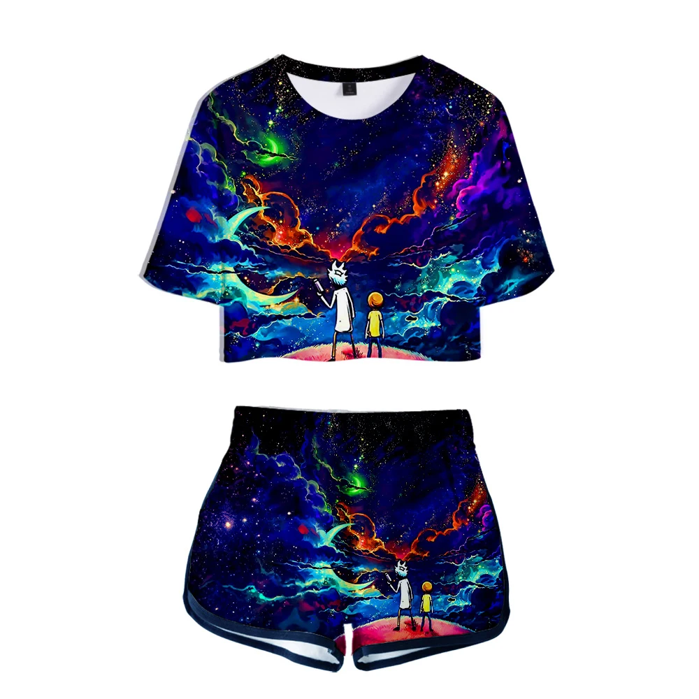Новинка хит продаж Женский комплект из двух предметов Рик и Морти модный летний
