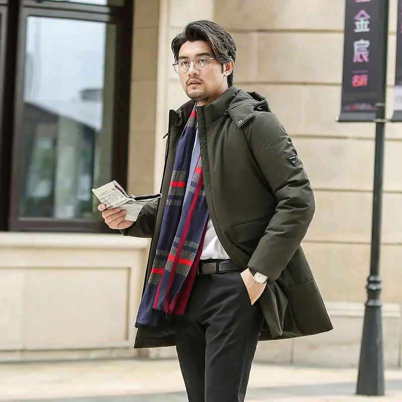 New Winter Down Jacket Male High Quality Waterproof Thick Warm Long Cotton Coat Male Detachable Cap Winter Parkas - Цвет: green
