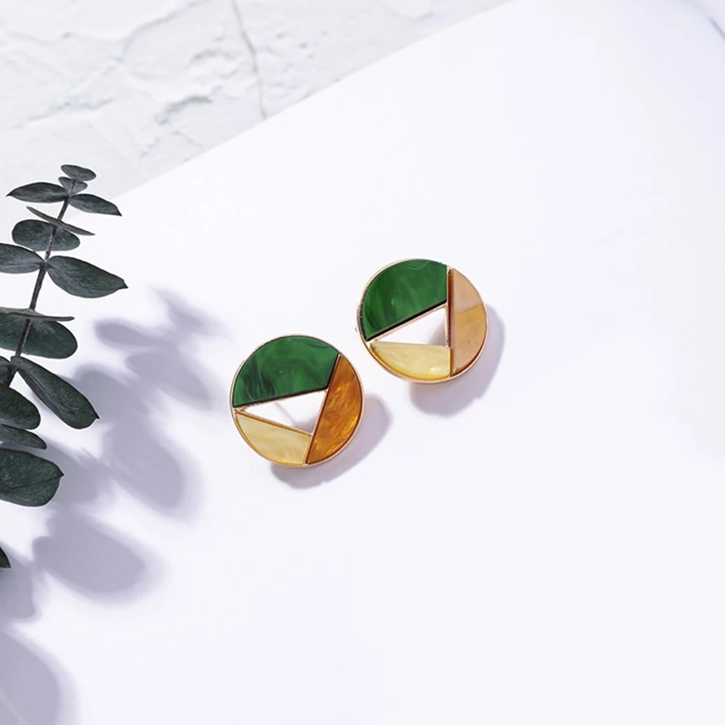 

Korean Pink Geometric Acrylic Resin Earrings Simple Round Square Trangle Drop Dangle Earrings for Women Girl Party Jewelry