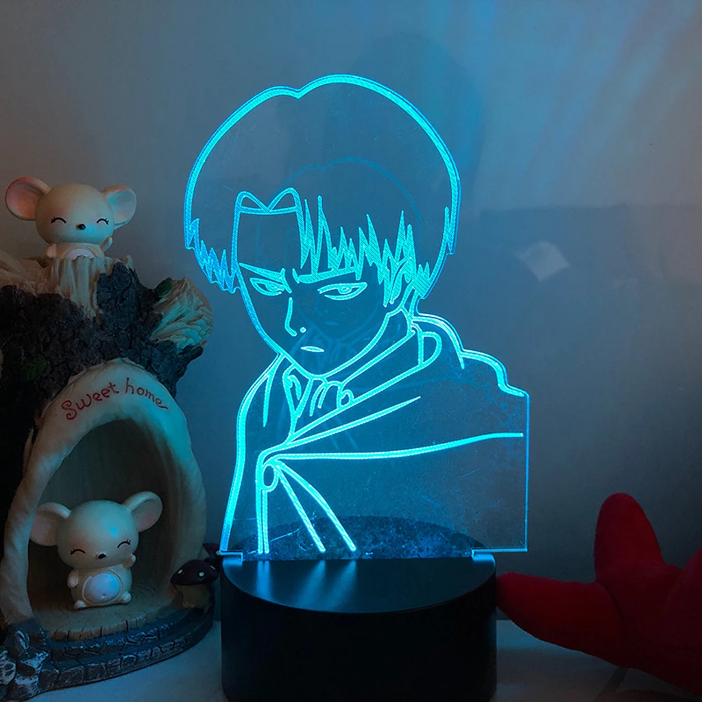 

Led Night Indoor Children's Light Attack On Titan Anime Figure Home Room Decoration Levi Ackerman Usb Lamp Personalized Gift