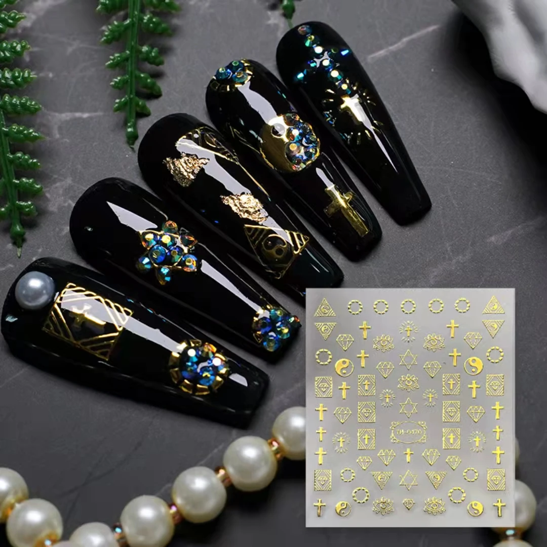 

2021 bronzing nail accessories DIY Nail Stickers 3D lovely hearts ins Little Red Book nail stickers