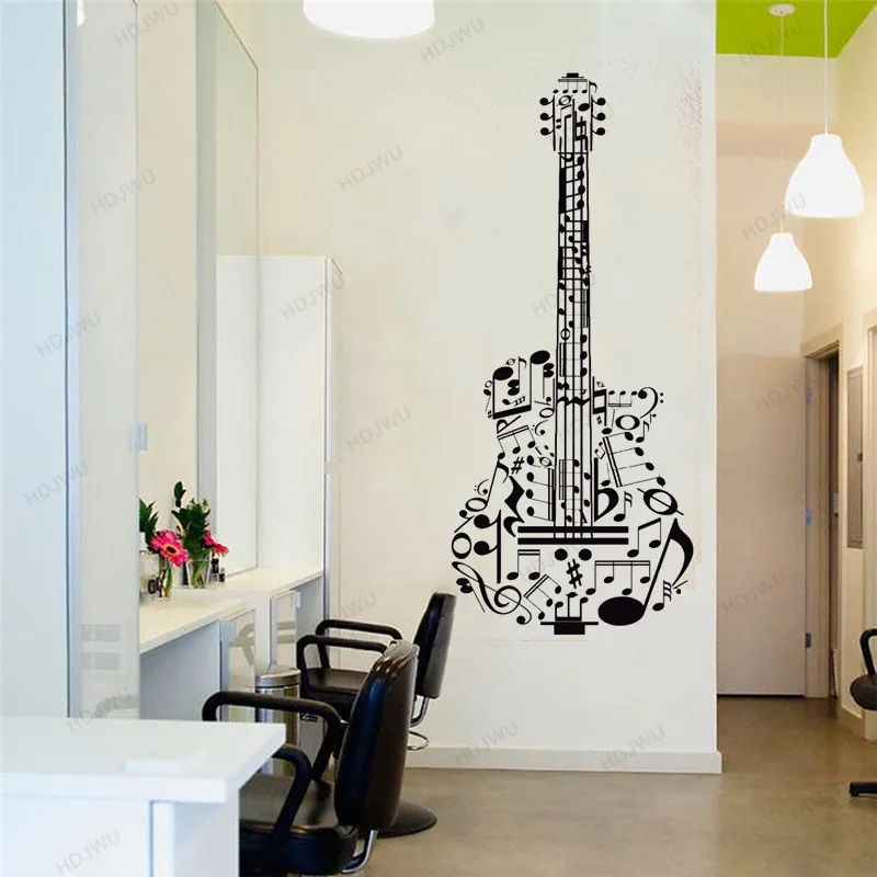Музыкальная нотка гитара домашний декор настенная наклейка спальня музыкальная