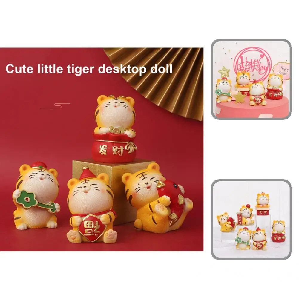 

Adorable Miniature Tiger Statue No Odor Vibrant Color Fine Symbol Tiger Ornament Car Decor Tiger Figurine