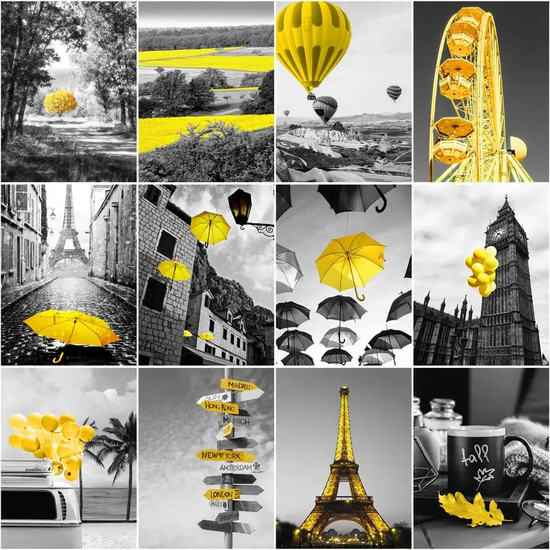 

RUOPOTY 60x75cm Frame Diy Painting By Numbers For Adults Yellow Balloon Wall Art Picture By Numbers Modern Wall Art For Home Art
