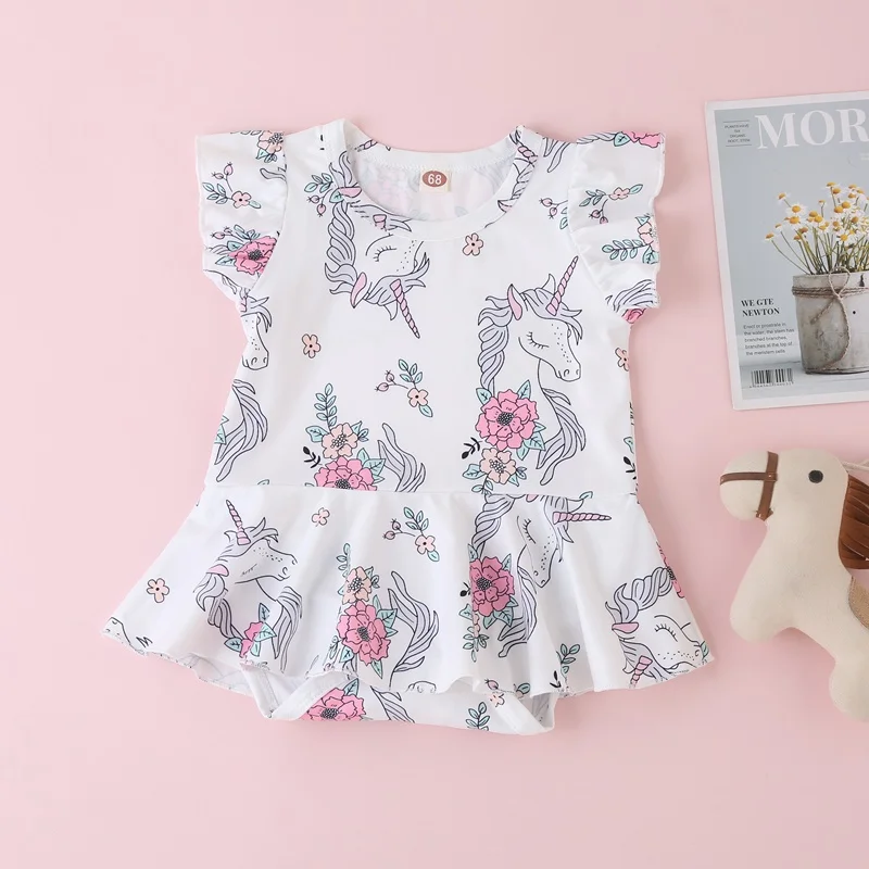 

Для маленьких девочек Комбинезон платье для маленьких девочек костюм с героями мультфильмов, с аппликацией в виде животного, лошади, с обор...