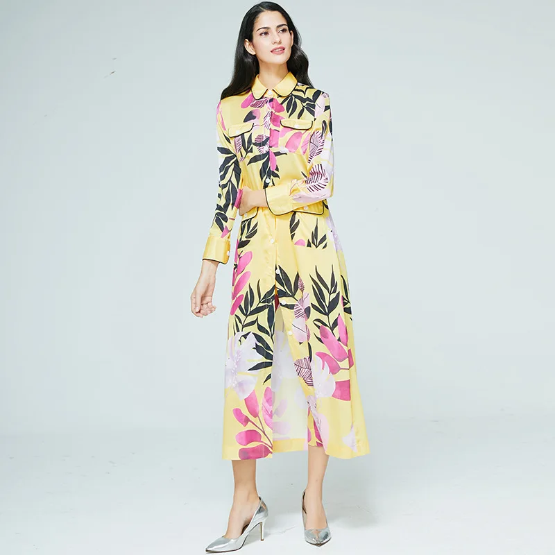 

Spring New Women's Single-Breasted Split Dress plus Cropped Skinny Pants Elegant Outfit Slim Fit Slimming
