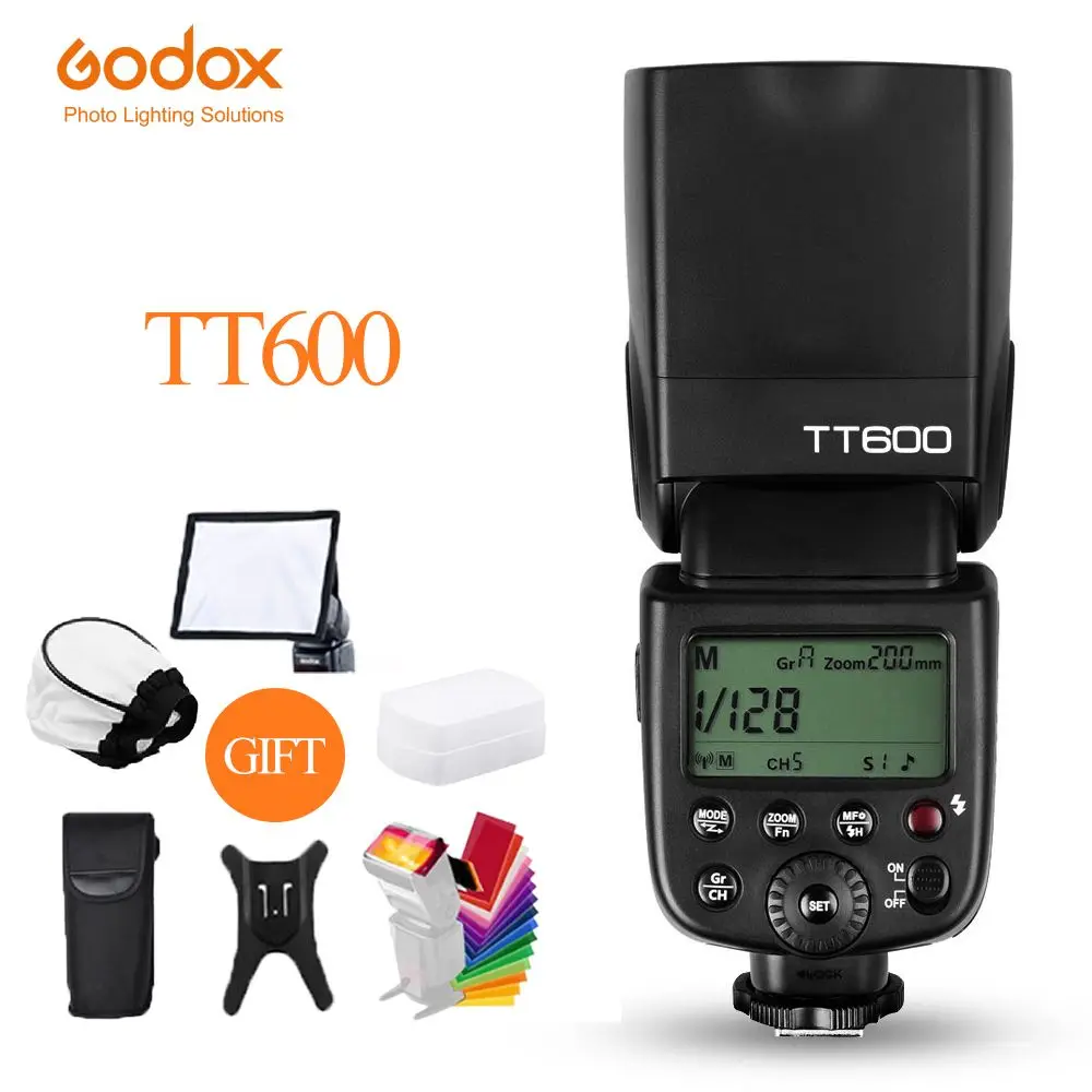 Вспышка для камеры Godox TT600 Speedlite Master Slave Off GN60 Встроенная беспроводная система X передача для Canon Nikon Pentax Fuji - изображение
