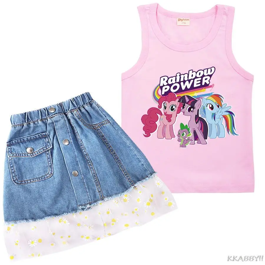 Летняя Новинка Детский жилет My Little pony футболка для девочек Повседневная и