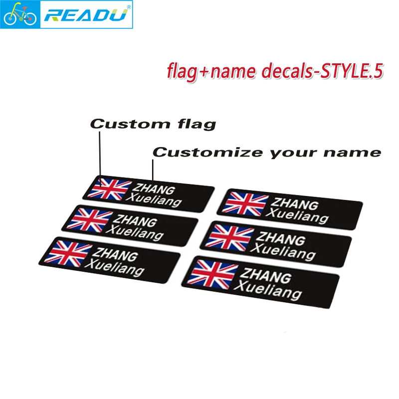 Bicycle road bike frame national flag name stickers custom bicycle stickers custom rider id decals style 5