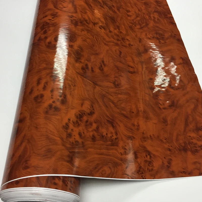 High Glossy Wood Grain Textured Vinyl Sticker Decal Roll Car Interior DIY Film Wrap Automobiles Waterproof Vinyl 7 Sizes Choice