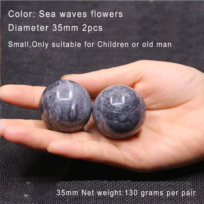Sea wave 35mm 2pcs Пара диаметром 35 48 50 или 60 мм натуральный нефрит сырой камень полированный камень мяч, дети и взрослые Фитнес мяч - Цвет: Sea wave 35mm 2pcs