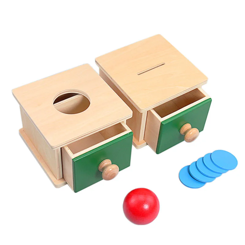 montessori materials match box ball box coin box piggy bank set toys for toddler solid wood infant basic life skill toy 8 24 mon free global shipping