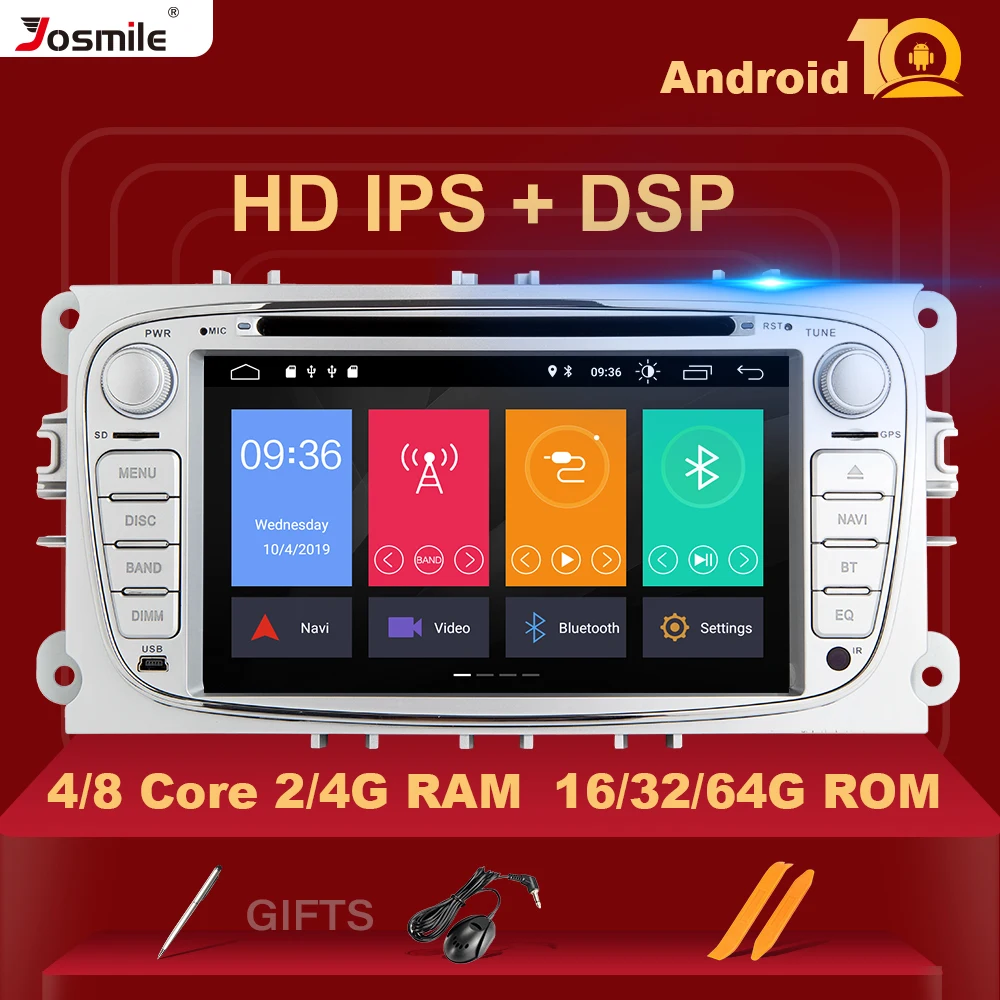 2 Din IPS DSP Android 10 автомобильное радио мультимедиа для Ford Focus 3 mk2 Mondeo 4 Kuga Fiesta Transit Connect S