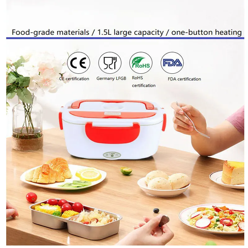 

12V/24V 110V 220V Home Car truck Heating Lunch Box Thermostat Food Warmer Container Mini Rice Cooker EU US Plug