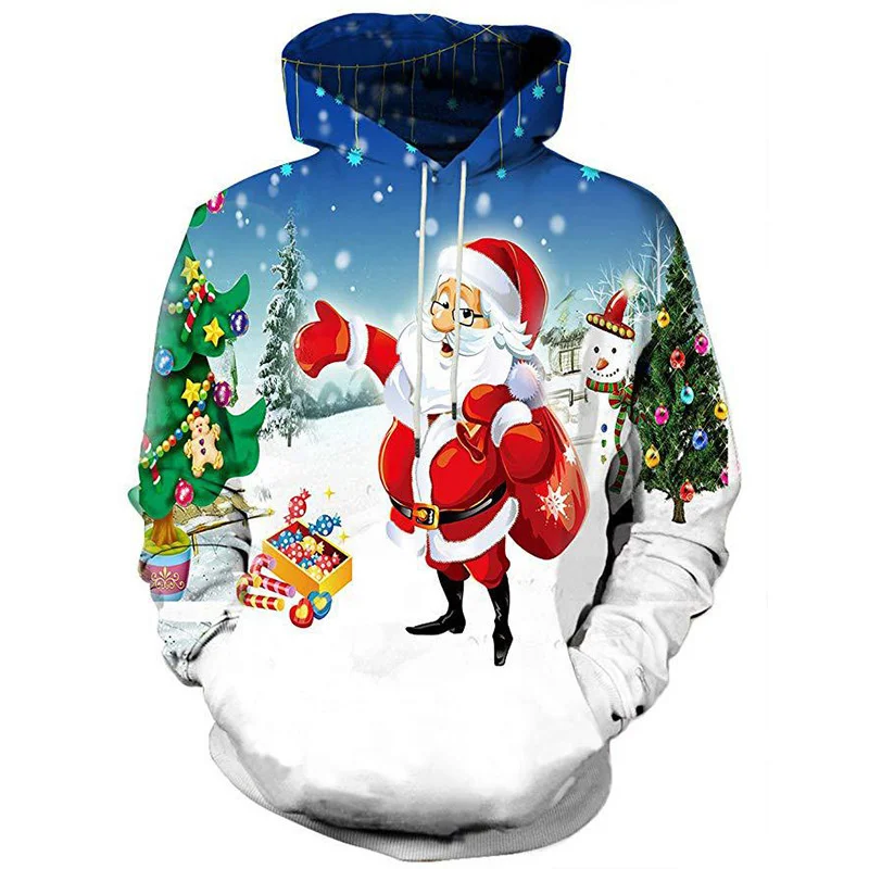 

Christmas Men's Hoodie Men's 3D Printing Hooded Sweatshirt Fall Winter Fashion Snowman Hooded Pullover Children's Clothing