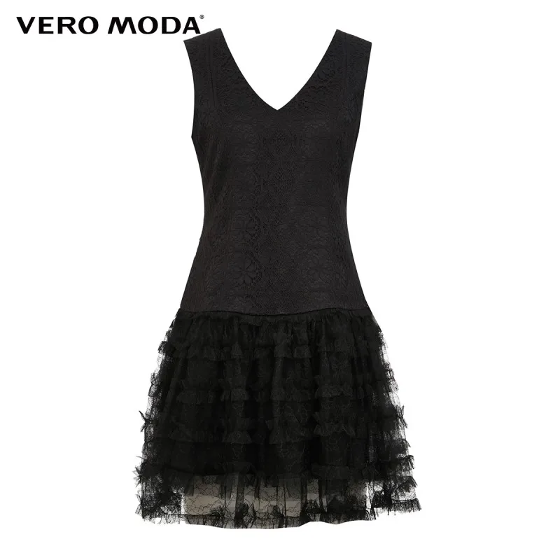 

Vero Moda Women V-Neck Mesh Stitched Lace Sleeveless Party Dress | 32017A511