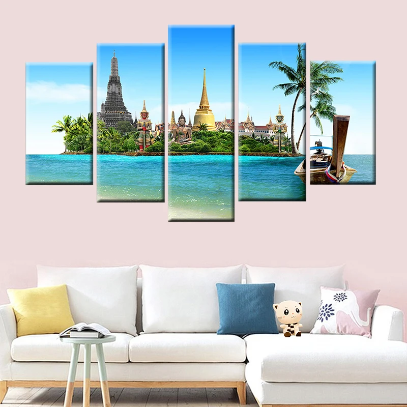 Модульный холст с HD-печатью 5 шт. картина тропическим островом настенное