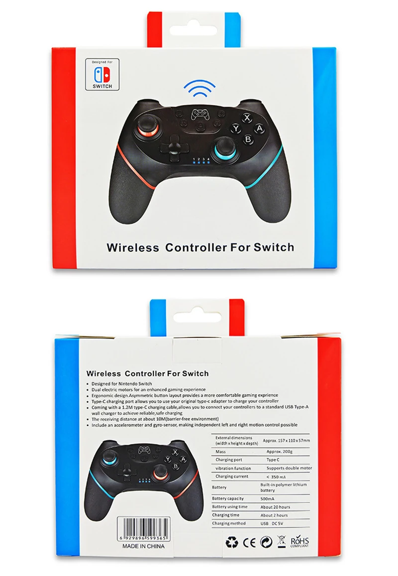 Беспроводной Bluetooth игровой контроллер для Nintendo Switch Pro NS-переключатель Pro 6-axis ручка вибрации с двумя двигателями джойстика геймпад