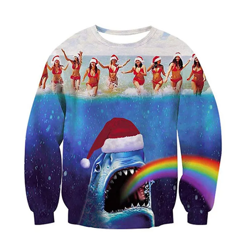 Новый осенне-зимний Уродливый Рождественский свитер 3D свитера джемперы топы с