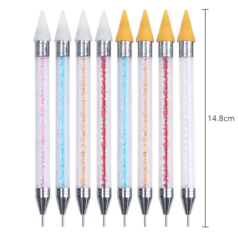 

10Pcs/Lot Dual-ended Nail Dotting Pen Crystal Beads Handle Rhinestone Studs Picker Wax Pencil With Package Box
