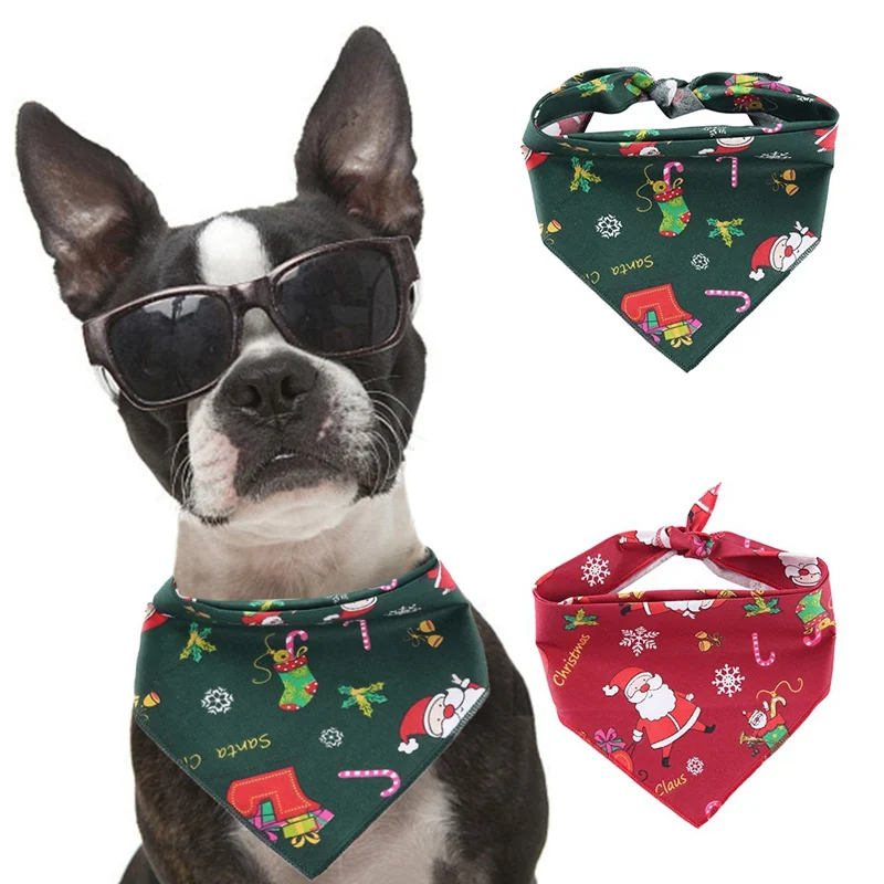 Рождественская бандана для собак ошейник с принтом Санта Клауса нагрудники