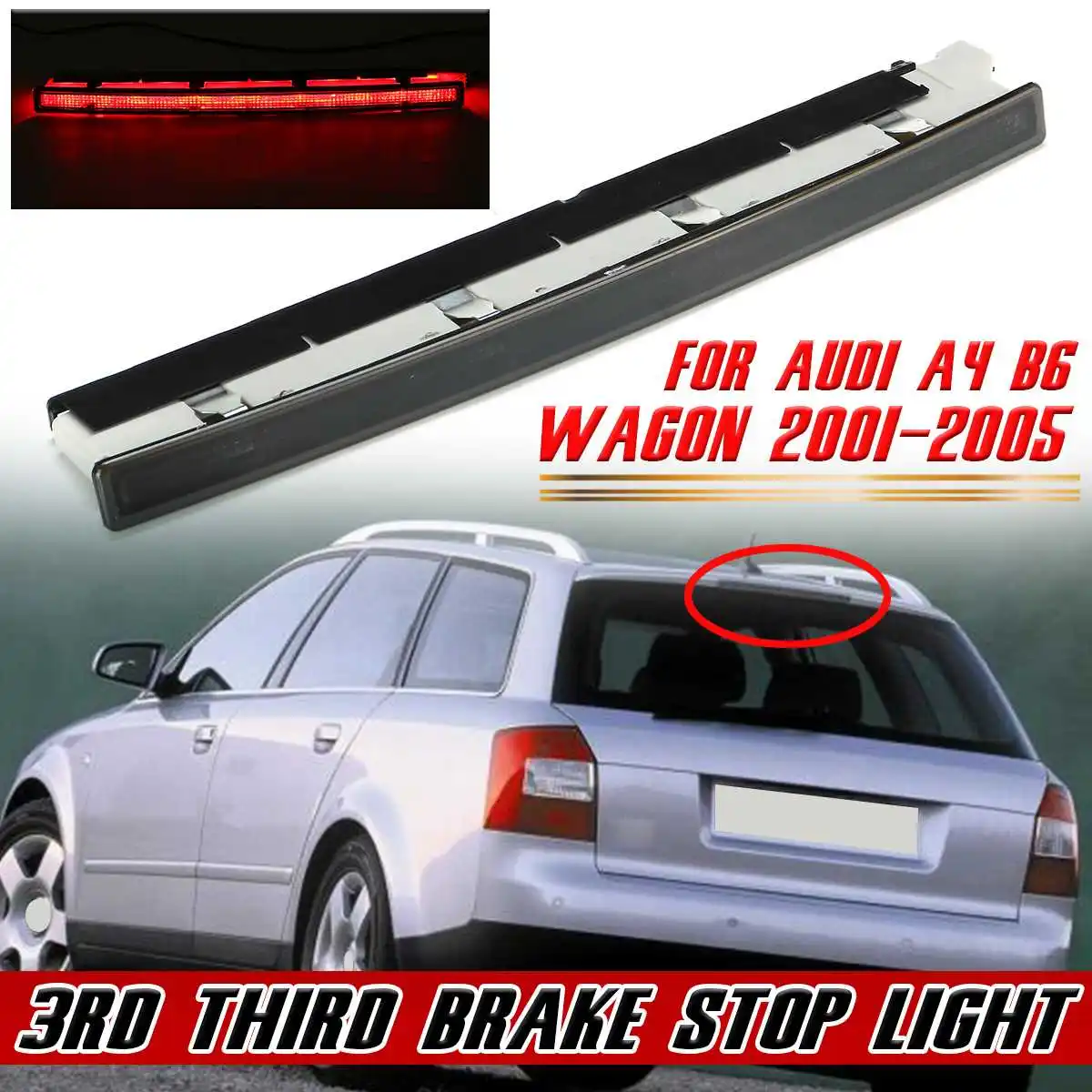Красный/черный светодиодный задний стоп-светильник для Audi A4 B6 Wagon 2001-2005 багажник