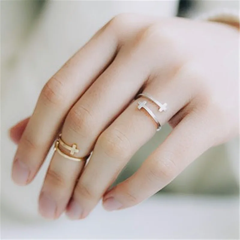 Fashion Double Cross Finger Simple and delicate opening design ring Ring for women | Украшения и аксессуары