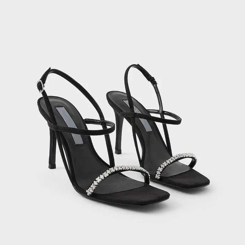 

Women's Ankle Strap Sandals Cross Buckle Square Toe Sandals New Fashion Sexy Open Toe High Heels Party Ladies Stiletto Sandals