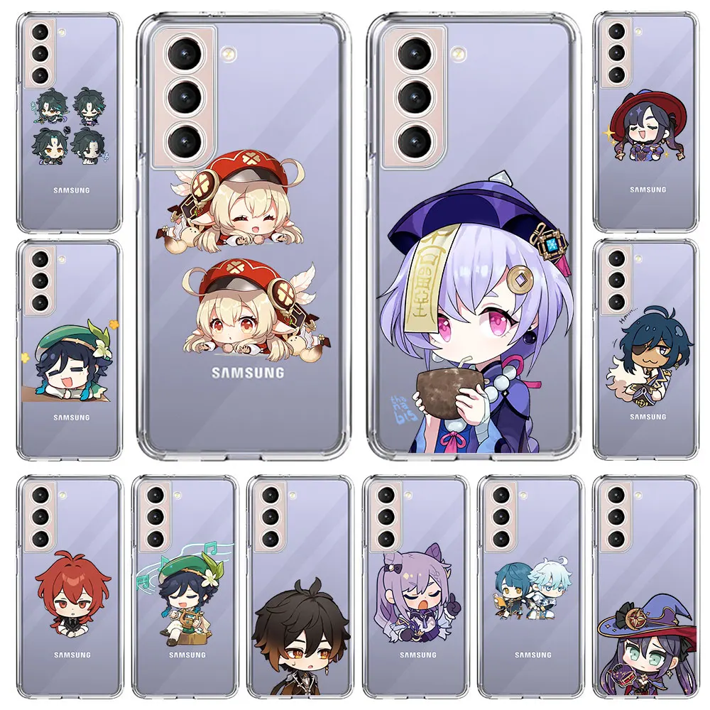 

Genshin Impact Cute Anime Case For Samsung Galaxy S21 S20 FE S10 S9 Plus Transparent Soft Phone Capa Note 20 Ultra 10 Lite Shell